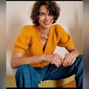 Sezane Mustard Yellow Cardigan